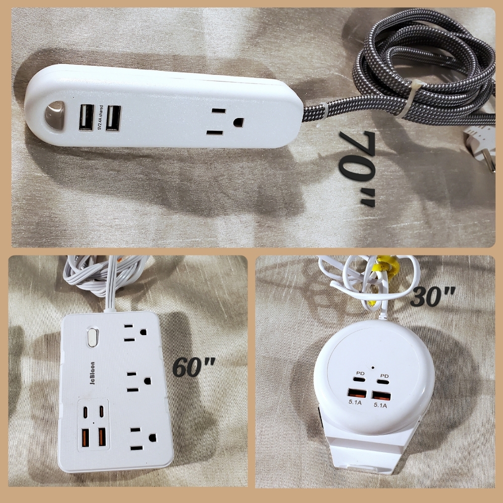 Three Units Of White Power Strip with USB Ports